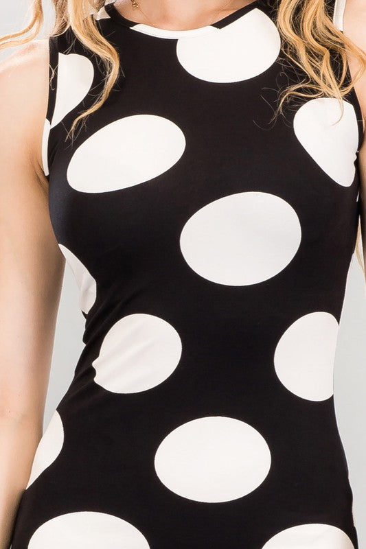 Dress Polka Dot Bodycon Midi Dress - Classy Chic Women's Clothing Calgary Canada