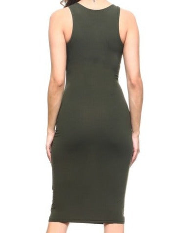 Sleeveless Bodycon Dress | Olive Green
